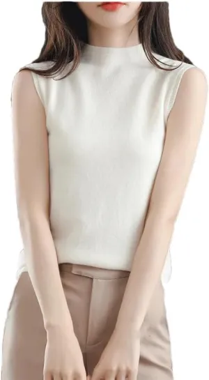 Hgvcfcv Women Half-Turtleneck Sleeveless Vest Women's undershirt Camisole Base layer tank top