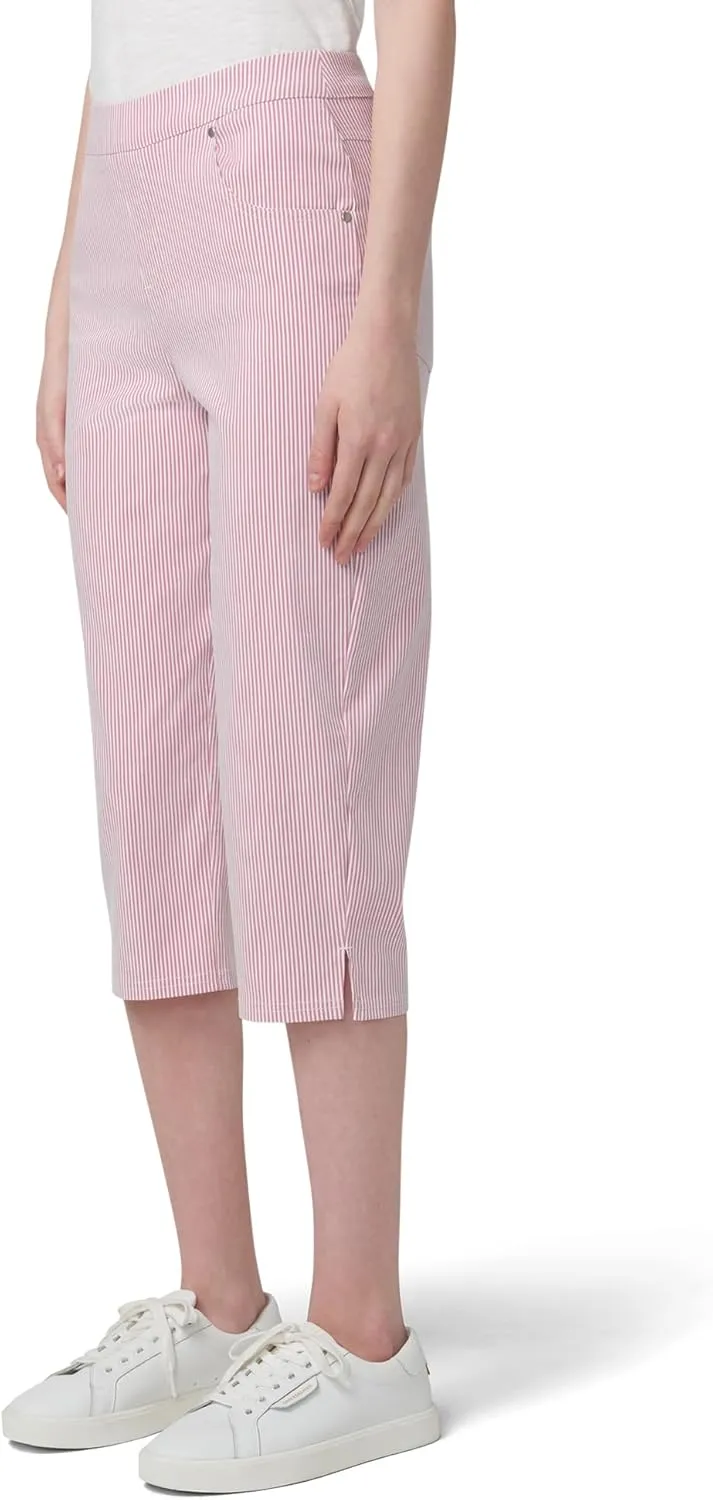 HUE Women's Stripe Pull on Pants Cigarette Skimmer Pedal Pusher Length