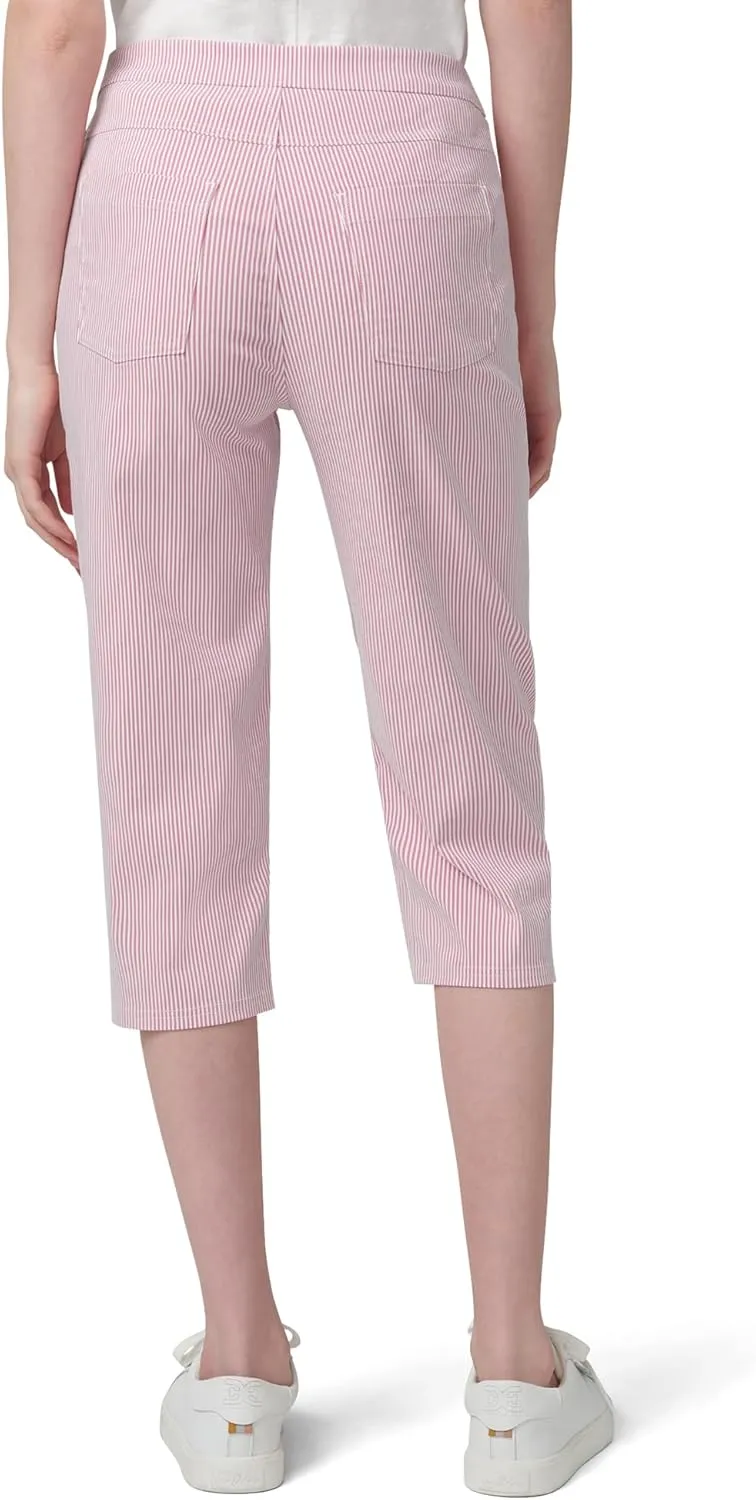 HUE Women's Stripe Pull on Pants Cigarette Skimmer Pedal Pusher Length