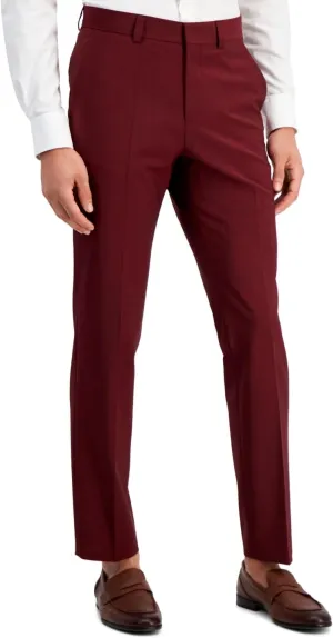 Hugo Boss Superflex Mens Modern Fit Dark Red Suit Dress Pants 36 x 32 Wool Blend