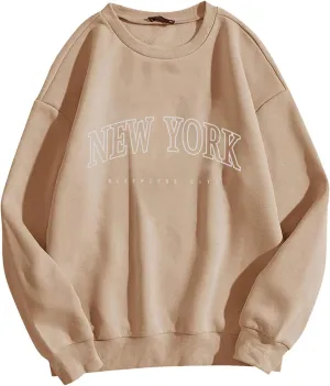 iLH Womens Oversized Hoodies Letter Printed Solid Color No Hood Pullover Sweatshirts For Women Streetwear Leisure Hoodies