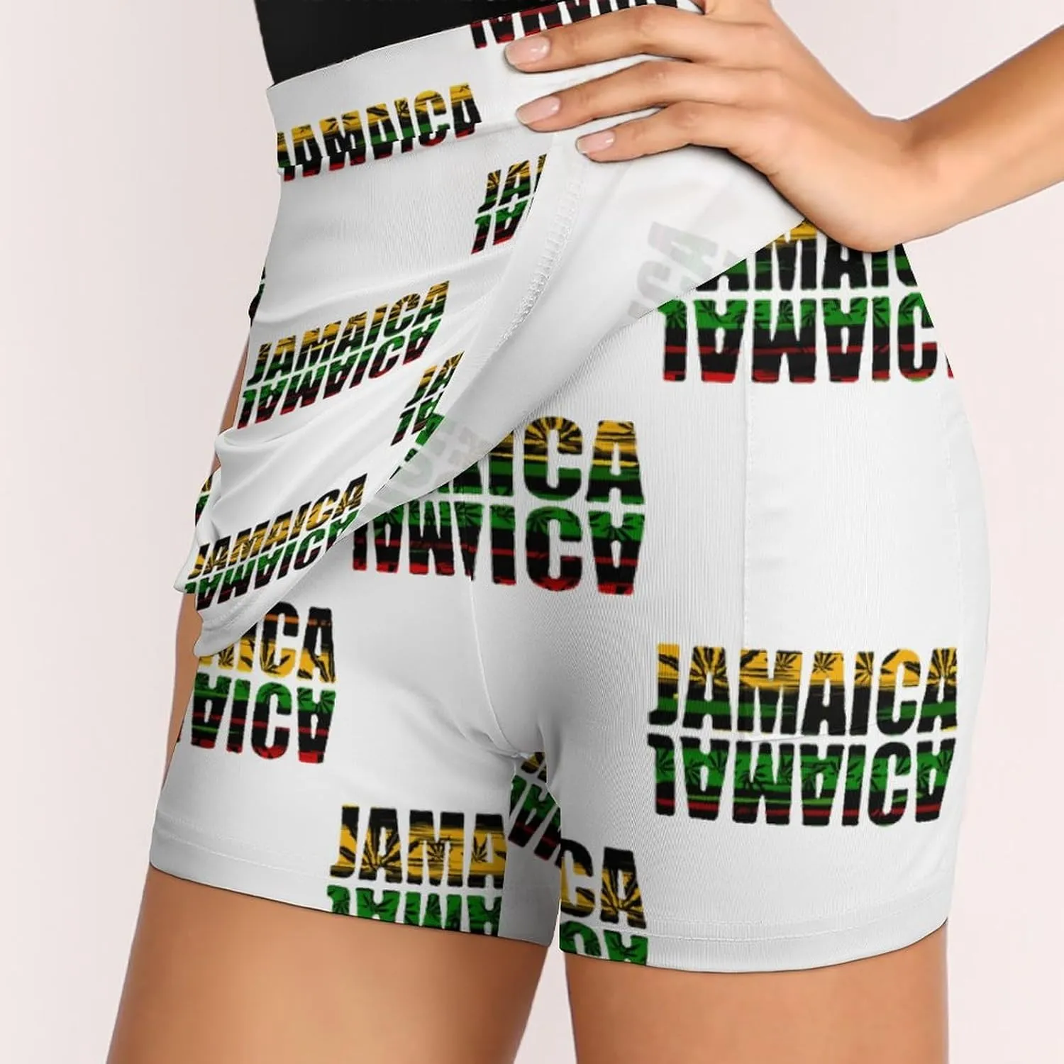 Jamaica Flags Tennis Skirts for Women with Pockets High Waisted Athletic Golf Skorts Skirts A-Line Mini Short Skirt