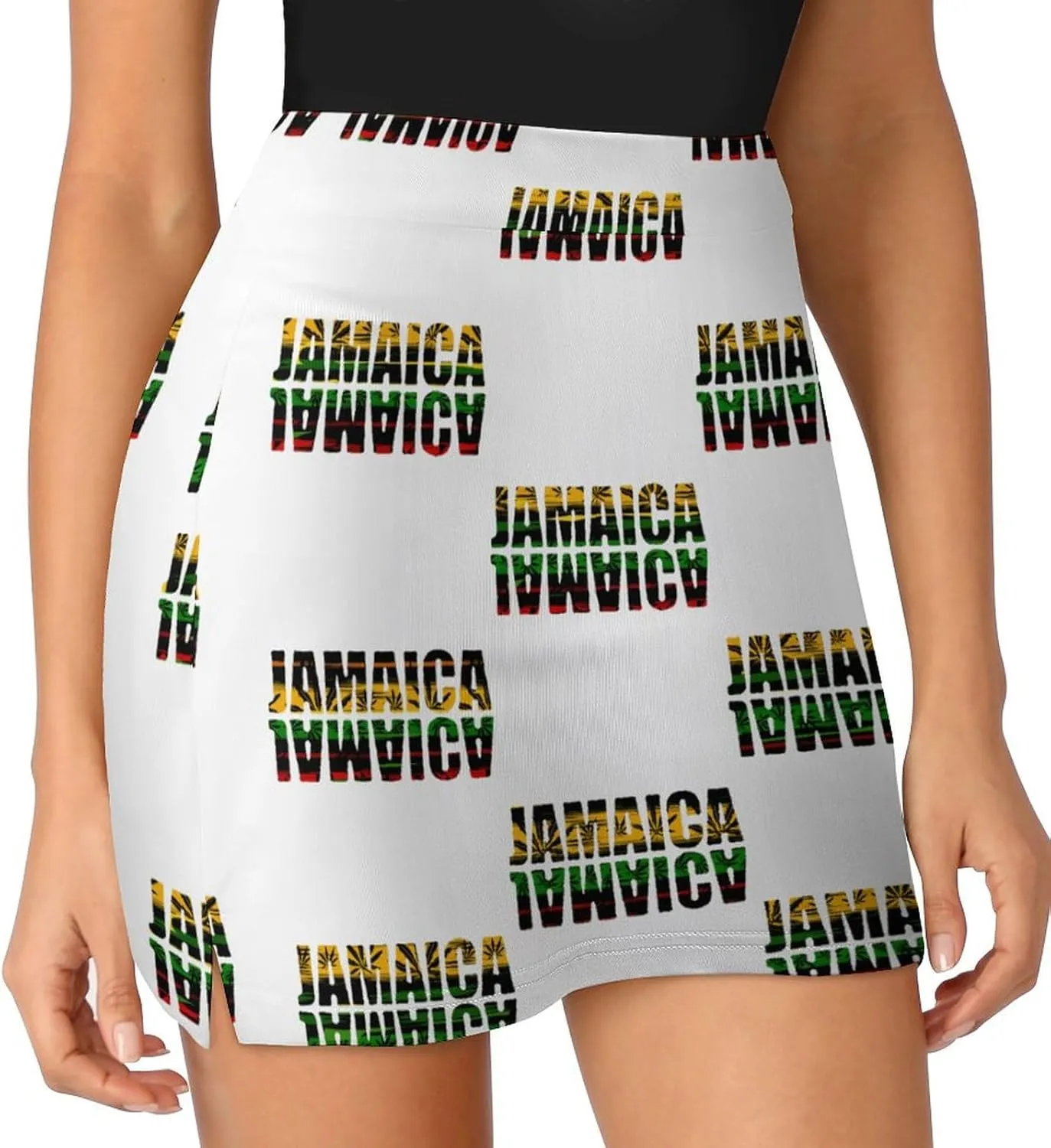 Jamaica Flags Tennis Skirts for Women with Pockets High Waisted Athletic Golf Skorts Skirts A-Line Mini Short Skirt