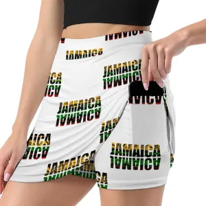 Jamaica Flags Tennis Skirts for Women with Pockets High Waisted Athletic Golf Skorts Skirts A-Line Mini Short Skirt