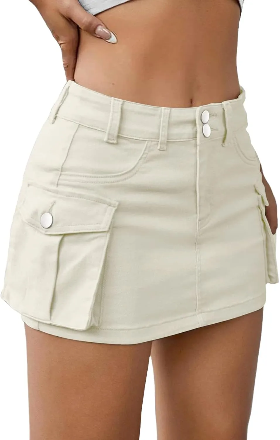Jeans Skirts for Women Denim Cargo Mini Skirt Y2K Sexy Bodycon Tummy Control Casual Y2K Low Rise Jeans Pencil Mini Skirt