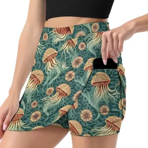 Jellyfish Pattern Mini Pleated Skirts for Women Sexy Mini Skirt Short Cargo Skirt Skater A-line Pleated Skirt