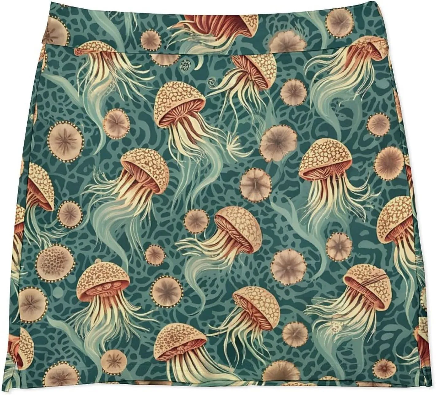 Jellyfish Pattern Mini Pleated Skirts for Women Sexy Mini Skirt Short Cargo Skirt Skater A-line Pleated Skirt