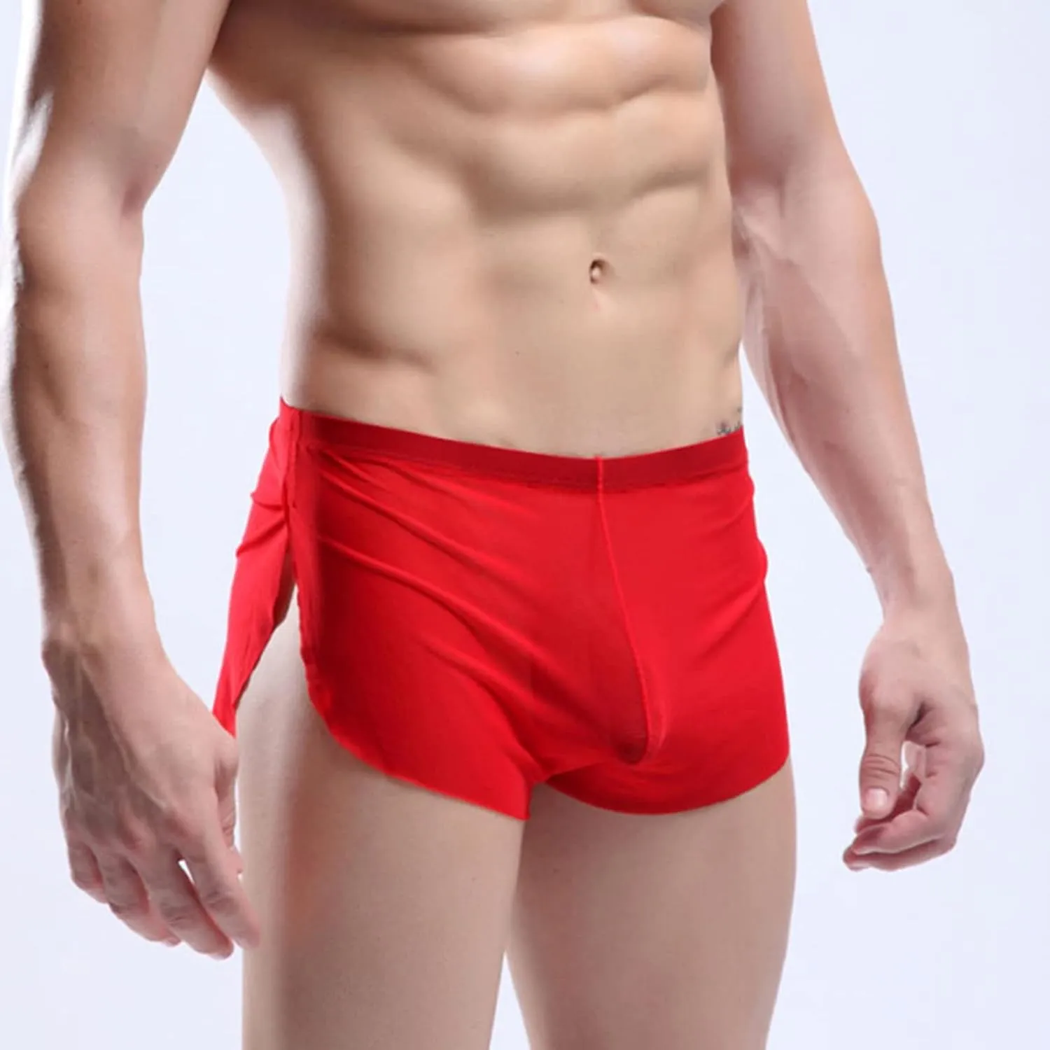 JEShifangjiusu Mens Sexy Mesh Underwear Low Rise Briefs Bulge Enhancing Pouch Casual See Through Side Slit Underpants