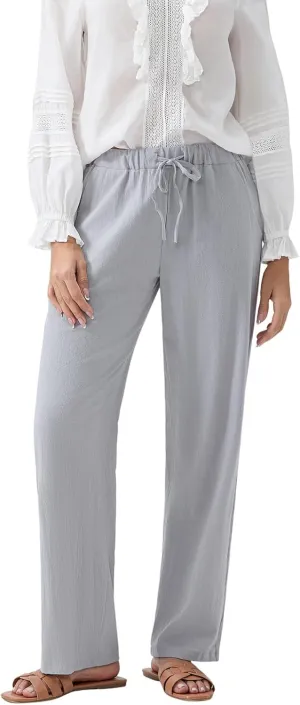Karwuiio Women's Summer Cotton Linen Pants Casual High Waist Wide Leg Cargo Pants Loose Trousers with Pockets