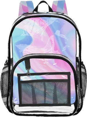 Kids Backpack Boys Girls Pastel Soft Marble Fluid Clear Backpack for Women School Clear Plastic Bag Pvc