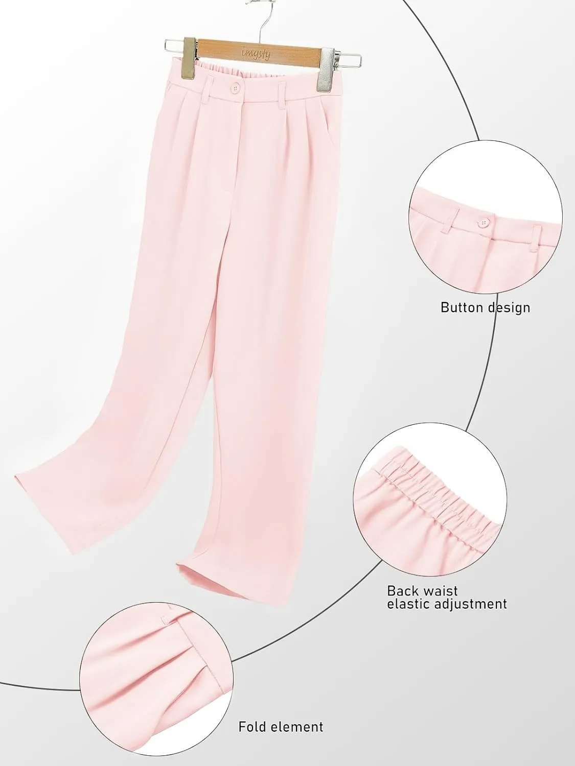 Kids Girls High Waist Wide Leg School Uniform Pants 5-14 Years