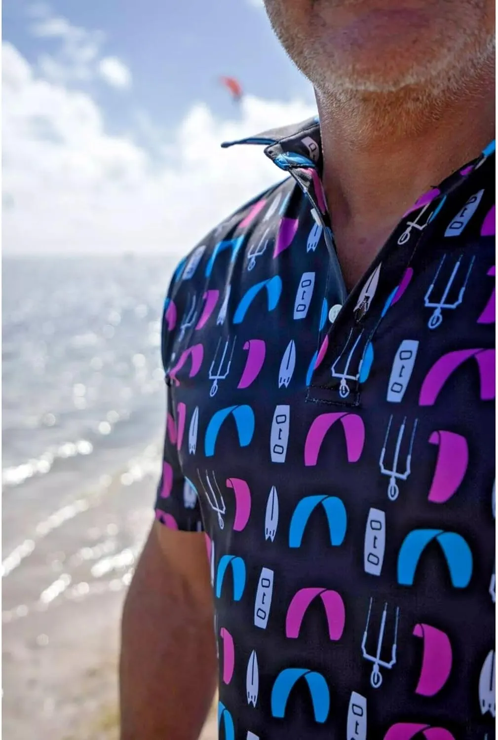 Kitesurfing Polo Shirt  Premium Quick-Dry T-Shirt for Men & Women | Beach & Water Sports Wear  Black or White