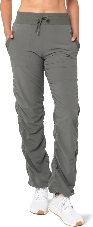 Kyodan Womens Woven Pant with Ribbed Waistband Front Pockets Adjustable
