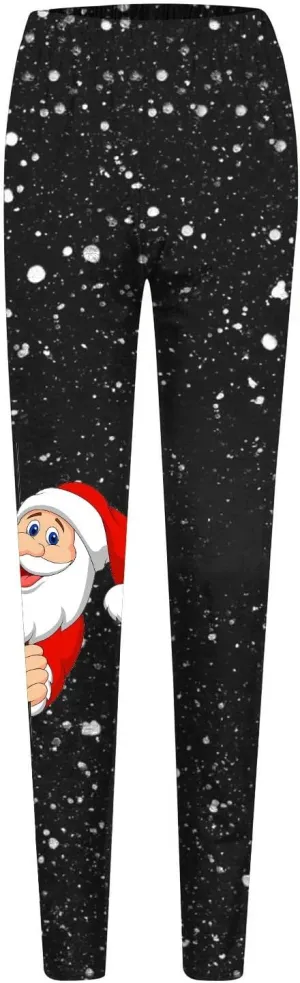 LCMTWX Womens Christmas Leggings Pants Casual Elastic Slim Long Boot Women Pants High Waisted Workout Pants