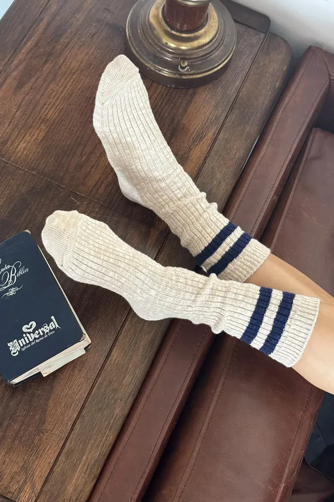 Le Bon Shoppe Varsity Oatmeal Cottage Socks