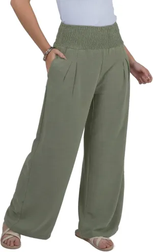 LOFBAZ Women Linen Palazzo Wide Leg Pants Flowy Lounge Casual High Waist Trousers Summer Beach Boho Long Pant with Pockets