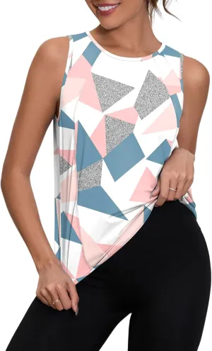 Loovoo Women's Workout Tank Tops Loose Fit Open Back Running Shirts Sleeveless Quick Dry Athletic Gym Yoga Top