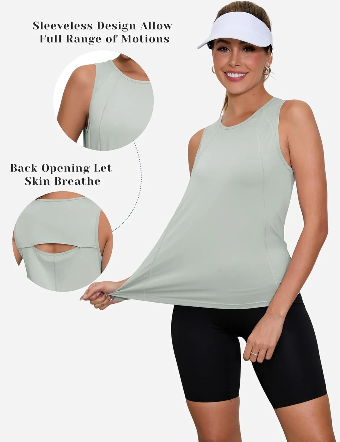 Loovoo Women's Workout Tank Tops Loose Fit Open Back Running Shirts Sleeveless Quick Dry Athletic Gym Yoga Top