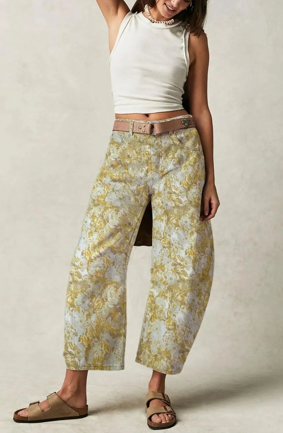 loveimgs Women Baggy Barrel Jeans Mid Rise Printed Denim Pants Wide Leg Jeans Boyfriend Y2k Patchwork Cartoon 2025 Hippie