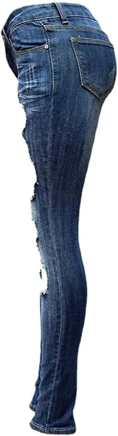 Maiyifu-GJ Ripped Jeans for Women High Waisted Skinny Destroyed Denim Pants Boyfriend Hole Stretch Slim Pencil Jean Trouser
