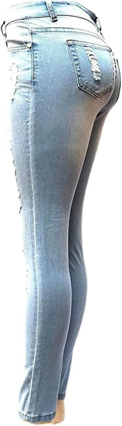 Maiyifu-GJ Ripped Jeans for Women High Waisted Skinny Destroyed Denim Pants Boyfriend Hole Stretch Slim Pencil Jean Trouser