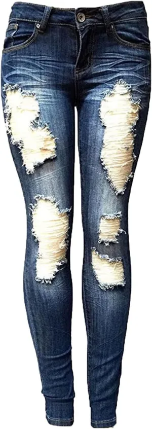 Maiyifu-GJ Ripped Jeans for Women High Waisted Skinny Destroyed Denim Pants Boyfriend Hole Stretch Slim Pencil Jean Trouser
