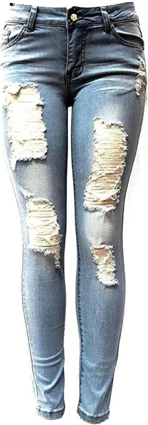 Maiyifu-GJ Ripped Jeans for Women High Waisted Skinny Destroyed Denim Pants Boyfriend Hole Stretch Slim Pencil Jean Trouser