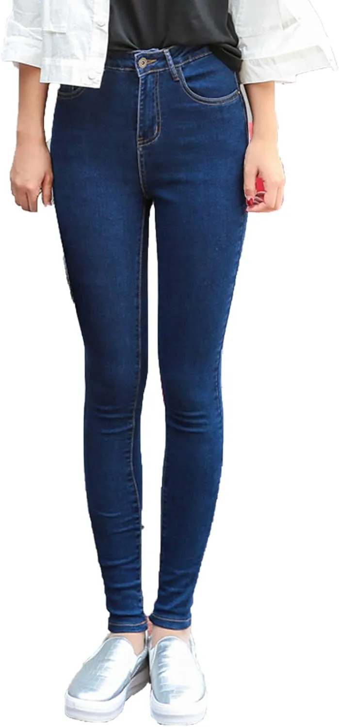 Maiyifu-GJ Women High Waist Skinny Ankle Jeans Casual Straight Leg Pencil Denim Pants Boyfriend Slim Fit Washed Stretch Jean