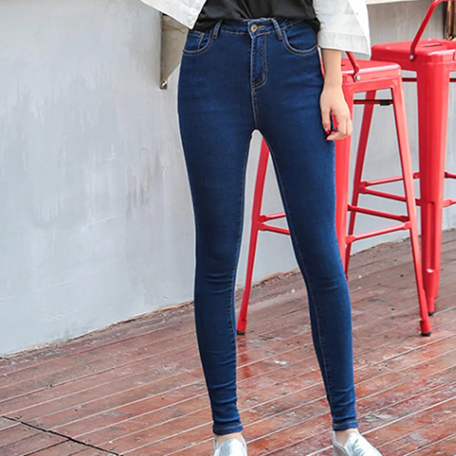 Maiyifu-GJ Women High Waist Skinny Ankle Jeans Casual Straight Leg Pencil Denim Pants Boyfriend Slim Fit Washed Stretch Jean