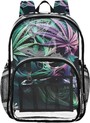 Marijuana Dyed Skull Clear Backpack for Women Kids Backpack Boys Girls Clear School Shoulder Bag