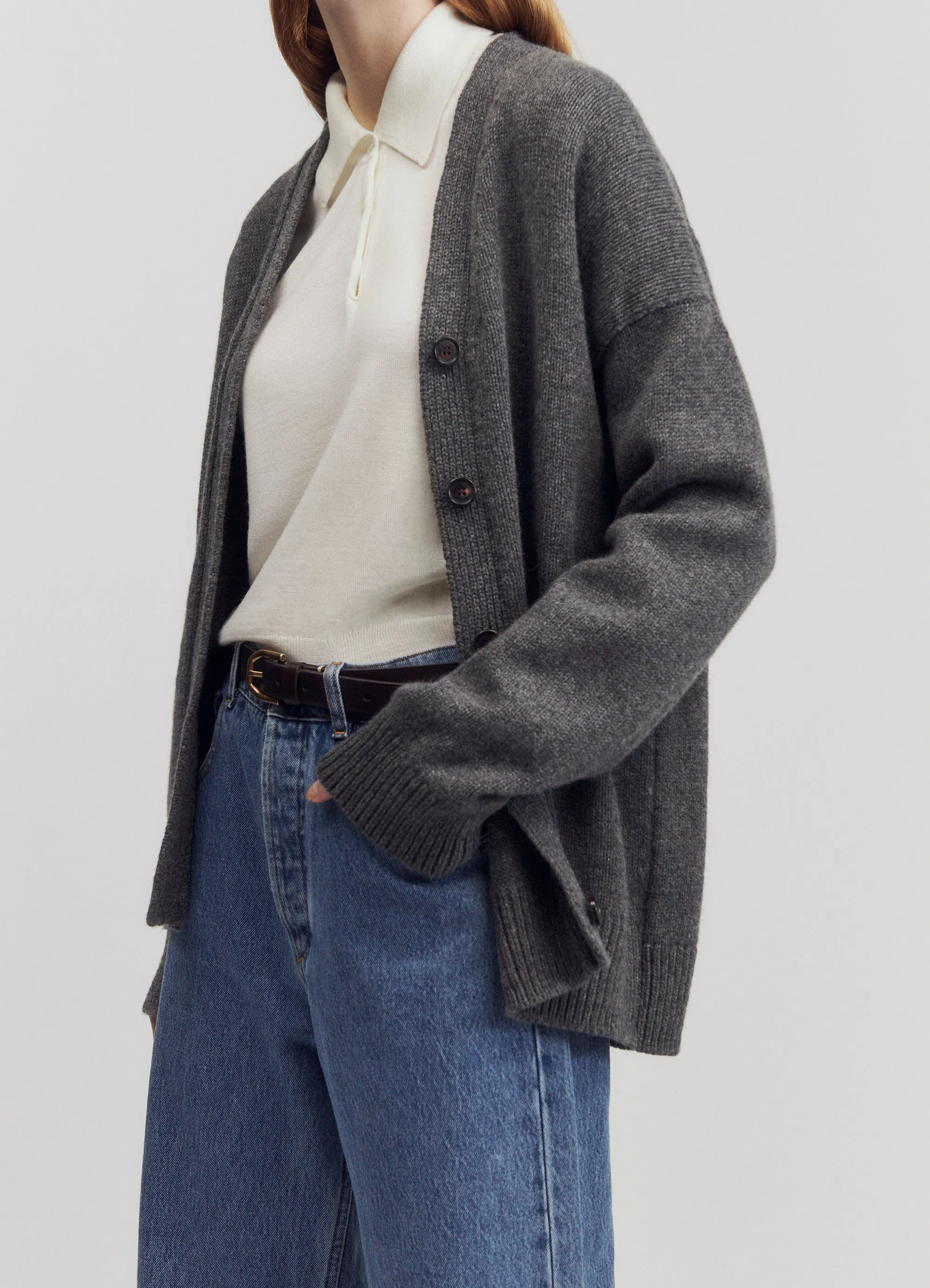 Maura V-neck Cardigan in Derby Grey