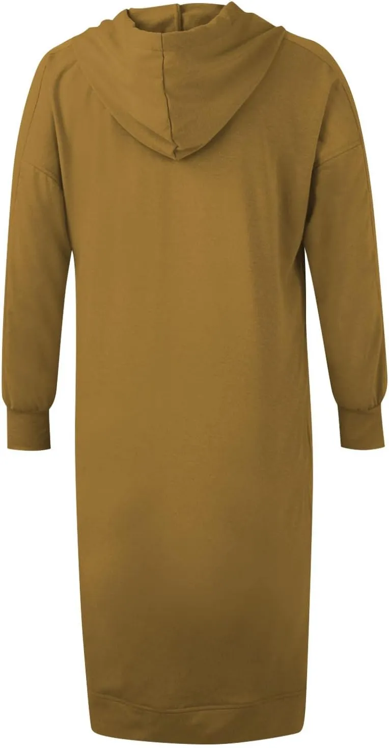 Maxi Sweatshirts for Women Fall Calf Length Oversized Hoodies Zipper Side Slit Long Sweatshirt Dresses with Pockets