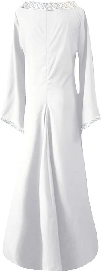 Medieval Dress for Women V-Neck Floor Length Dresses Sexy Gothic Maxi Dress Vintage Renaissance Halloween Costumes
