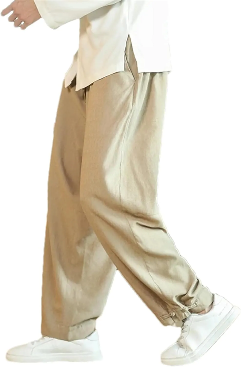 Men Harem Pants Vintage Casual Jogging Trousers Male Elastic Waist Wide-Leg Casual Pants Men Streetwear
