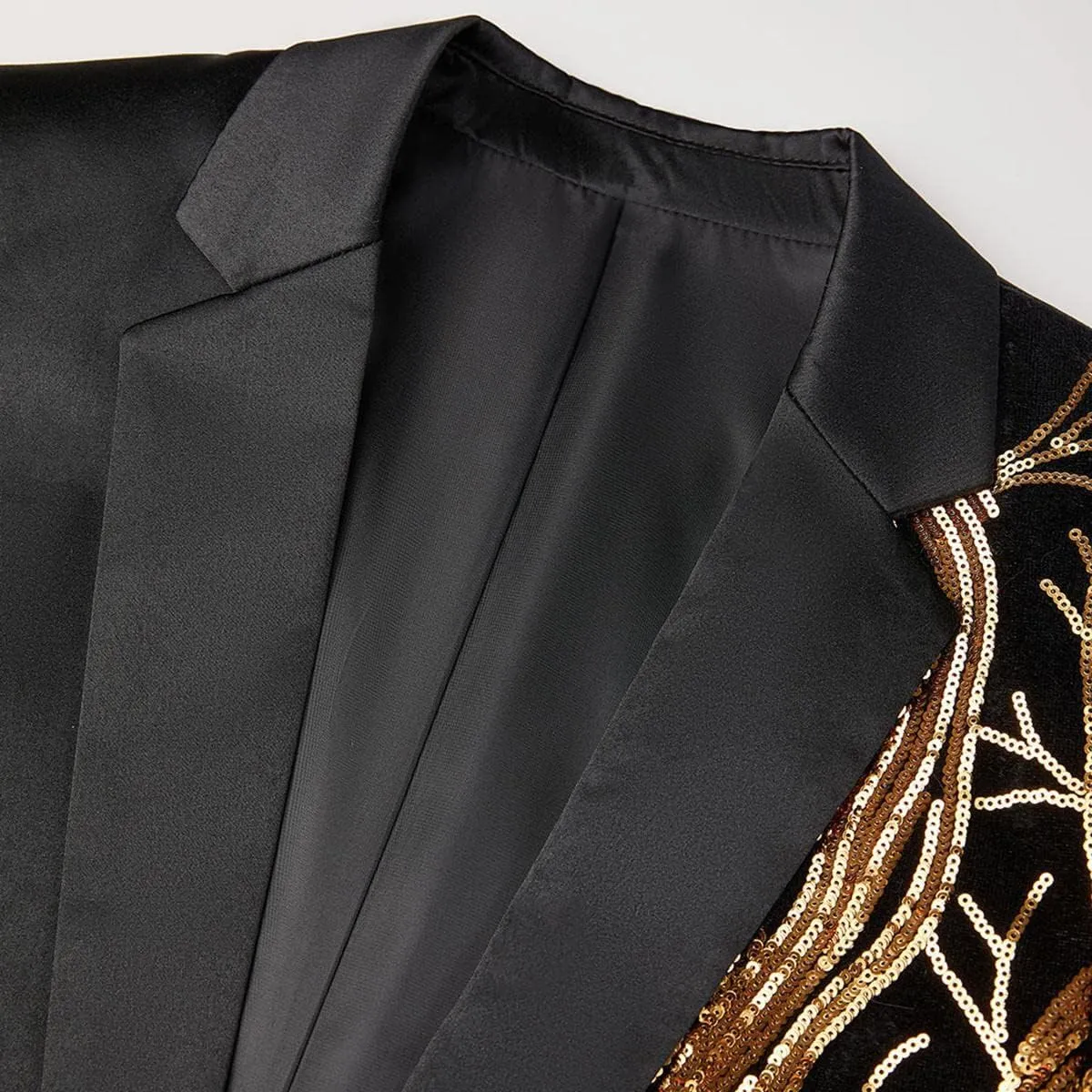 Mens 2 Piece Suit Slim Fit Sequin Shiny One Button Tuxedo Black Sequin Jacket Pants Sets for Wedding Party Prom