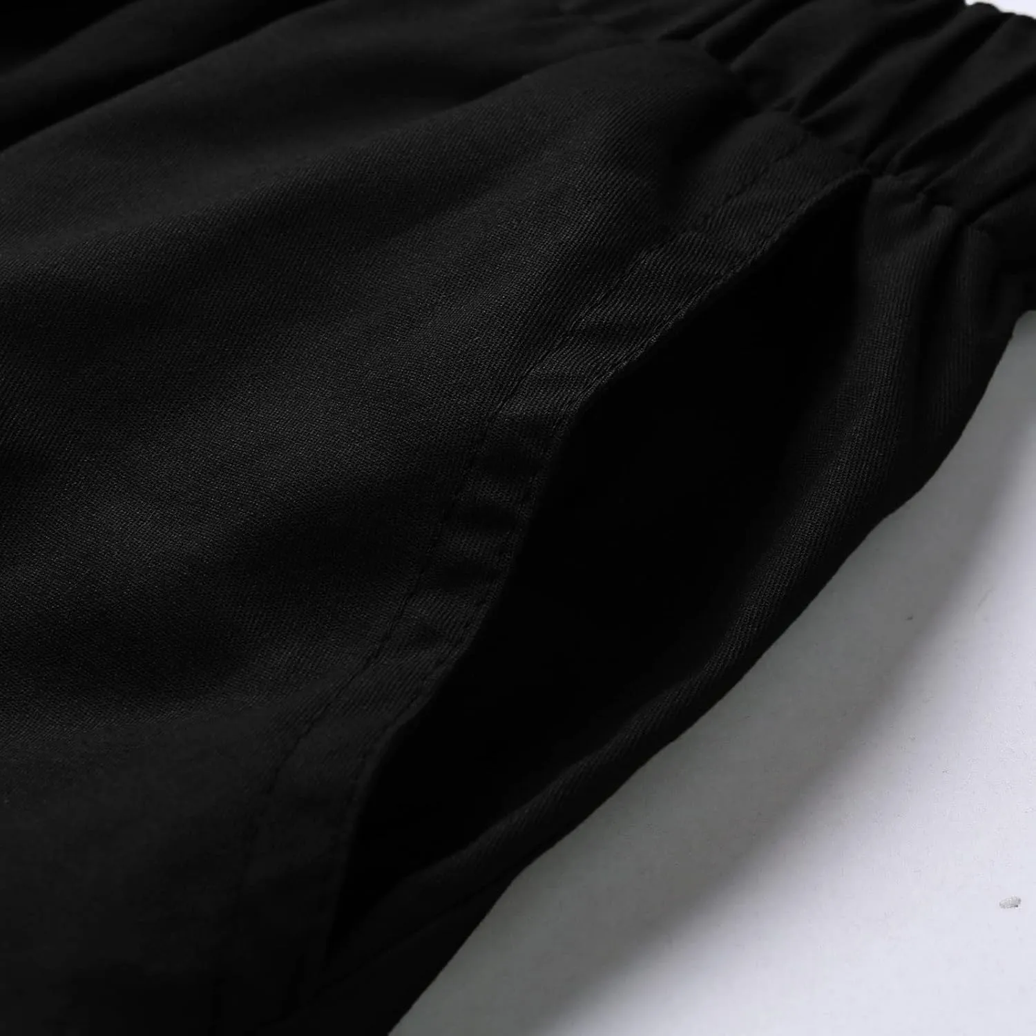 Mens Casual Cotton Cargo Pants Elastic Drawstring Joggers with Pockets Hiking Sweatpants Outdoor Sport Trousers