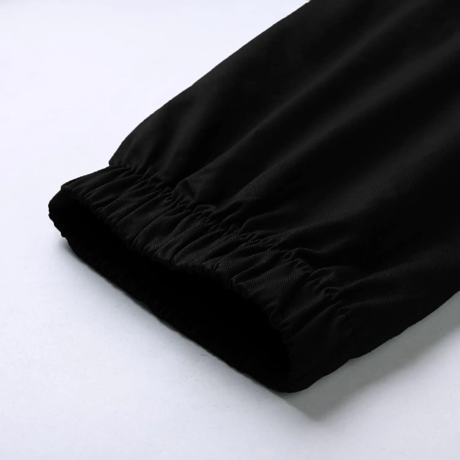 Mens Casual Cotton Cargo Pants Elastic Drawstring Joggers with Pockets Hiking Sweatpants Outdoor Sport Trousers