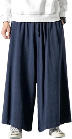 MenS Causal Baggy Pants Vintage Jogging Harem Pants Men Cotton Loose Traditional Wide Leg Pants Streetwear