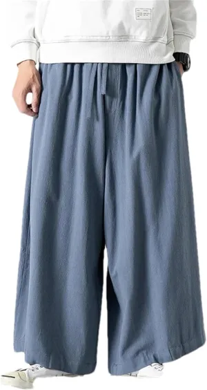 MenS Causal Baggy Pants Vintage Jogging Harem Pants Men Cotton Loose Traditional Wide Leg Pants Streetwear