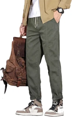 Men's Clothing Spring Summer Solid Harem Cargo Pants Men Waist Drawstring Casual Trousers Male Jogger Pants