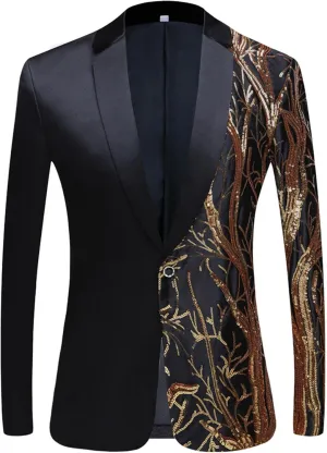 Mens Dinner Tux Dress Blazer Wedding Gold Sequin Suit Jacket Sport Coat Party Prom Jacket Vest Pants Set