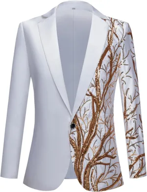 Mens Dinner Tux Dress Blazer Wedding Gold Sequin Suit Jacket Sport Coat Party Prom Jacket Vest Pants Set