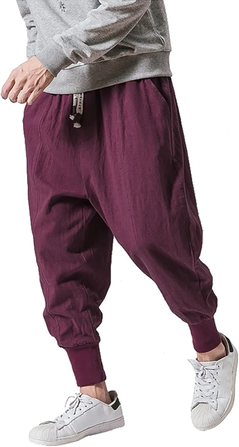 Mens Fashion Casual Pants Harlan Pants Wide Leg Trousers with Pockers Solid Color Long Pants Hiking Outdoor Joggers