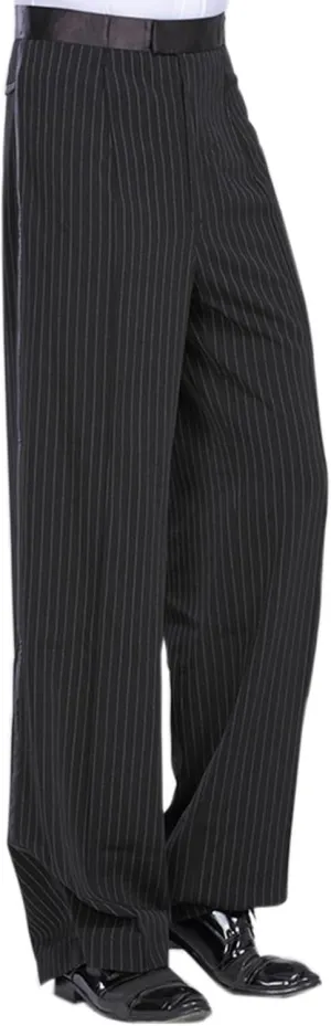 Men's Pinstripe Straight Latin Dance Pant - Professional Dance Trousers for Jazz, Rumba, Tango
