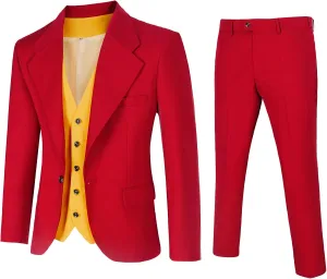 Men's Suit Slim Fit, 3 Piece Suits for Men, One Button Solid Jacket Vest Pants, Tuxedo Set