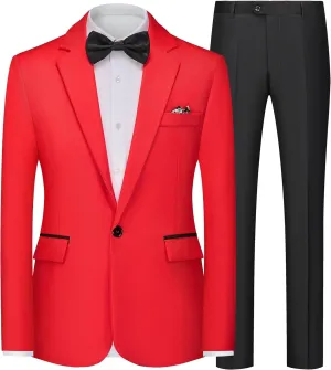 Mens Suits Slim Fit 2 Piece Dress Suits Tuxedo Jacket Blazer Pants Set for Wedding Business Prom