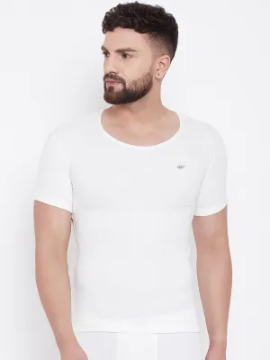 Men's Thermal Round Neck Half Sleeve - Off White (Velveti)