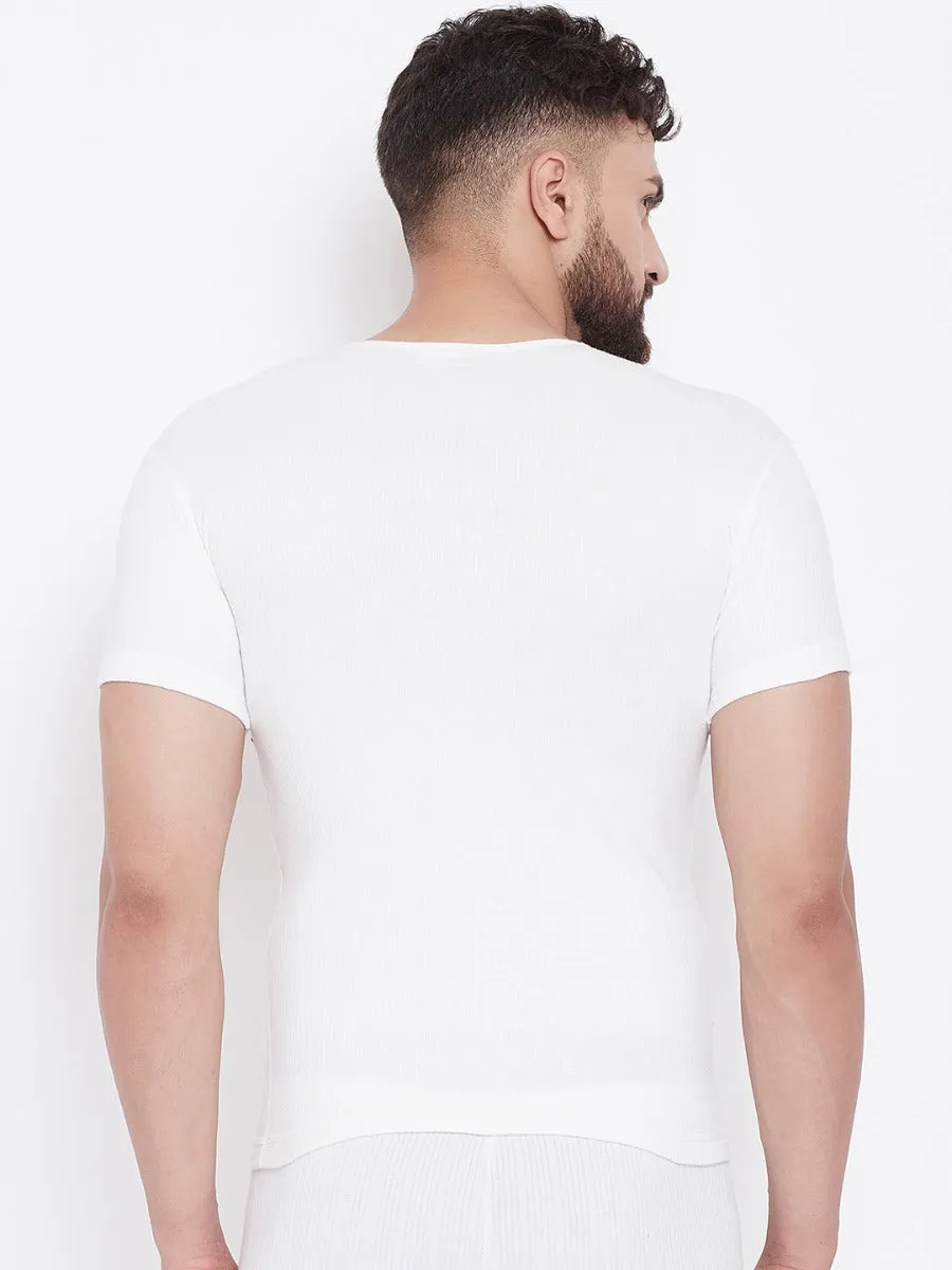 Men's Thermal Round Neck Half Sleeve - Off White (Velveti)