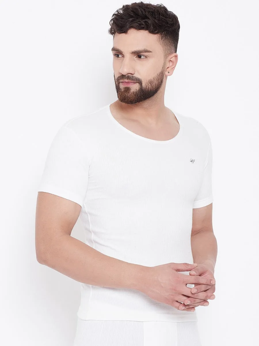 Men's Thermal Round Neck Half Sleeve - Off White (Velveti)