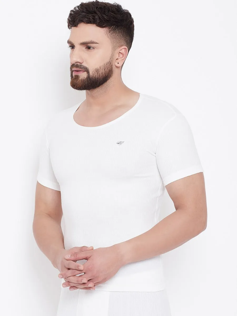 Men's Thermal Round Neck Half Sleeve - Off White (Velveti)
